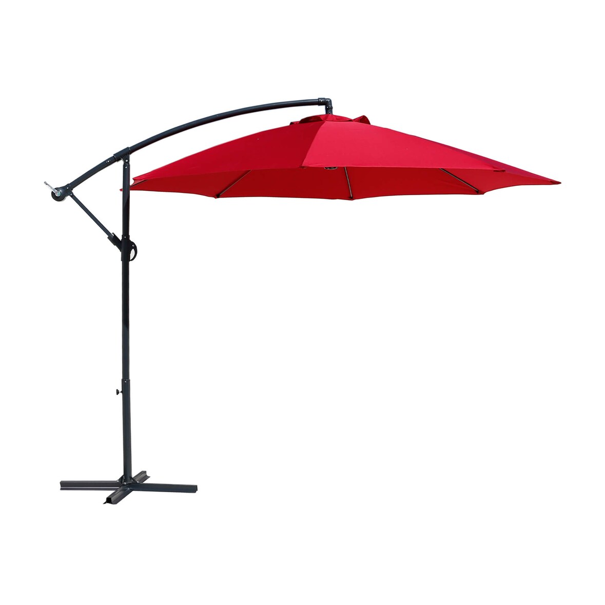Rebecca Mobili Ombrellone da Giardino Rosso 3x3 Palo Decentrato in Acciaio Apertura a Manovella
