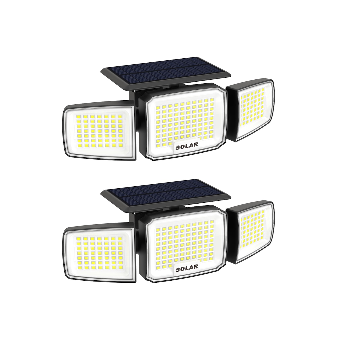 Pack 10 Focos Solares Exterior 800 Lúmenes - 3 Cabezales LED Ajustables - Sensor Movimiento - Batería 1800mAh IP65 Luz Fría 6500K Jardín