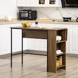 thumbnail of HOMCOM mesa de bar extensible mesa de bistró mesa de comedor con 3 estantes de almacenamiento y marco de metal para cocina comedor 120x76x91,4 cm