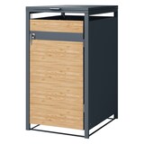 thumbnail of ML-Design Mülltonnenbox 1er Anthrazit-Holzoptik, 1×240L, 68×80×116 cm, Stahl, wetterfest & abschließbar, Müllbox mit Klappdeckel/Tür