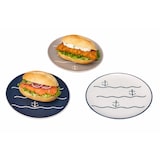 thumbnail of 6er Set Dessertteller Anker Keramik weiß beige blau Kuchenteller 6Pers
