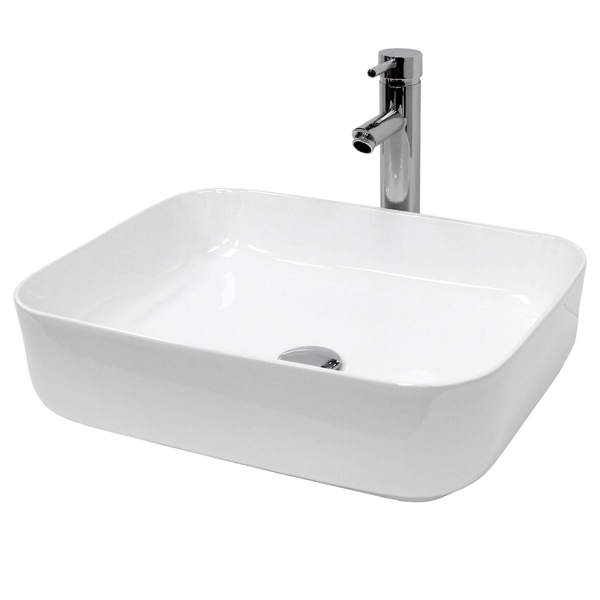 ECD Germany Aufsatzwaschbecken Keramik Weiß 505×395×135 mm, ohne Überlauf, inkl. Ablaufgarnitur – Design Waschbecken