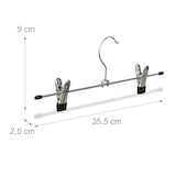 thumbnail of Relaxdays Hosenbügel Metall, 10er Set Rockbügel, Klemmbügel verstellbar, Kleiderbügel, HBT 9x35,5x2,5 cm, silber/schwarz