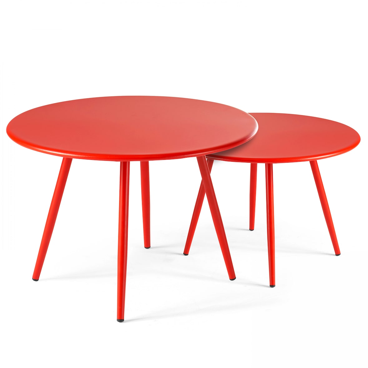 Lot de 2 tables basses de terrasse en acier rouge