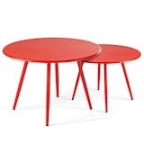 thumbnail of Lot de 2 tables basses de terrasse en acier rouge