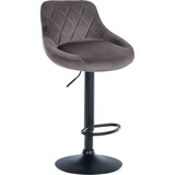 thumbnail of Décoshop26 - Tabouret de bar en velours gris coutures décoratives pivotant support métal noir TDB10666