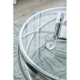 thumbnail of SalesFever Couchtisch Ø 80 cm rund | Sicherheitsglasplatte klar 8 mm | Gestell rostfreier Edelstahl | Silber