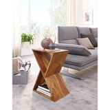 thumbnail of Extravaganter Beistelltisch aus Sheeshamholz, X-förmige Konstruktion, 2 Ablagen. 43x30x60 cm | Kadima Design