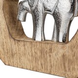 thumbnail of Dekofigur Elefant Silber Aluminium in Hufeisen Mangoholz-Rahmen ca. 24 x 3,5 x 23 cm moderne Tierfigur Glücksbringe