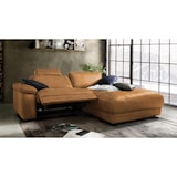 thumbnail of KAWOLA Sofa LOLA Ecksofa Stoff cognac mit motorischer Relaxfunktion Recamiere rechts