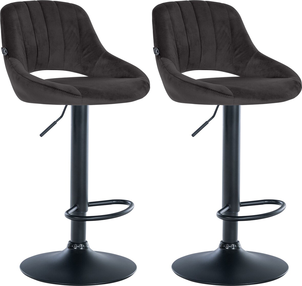 2er Set Barhocker SEGAD - Samt Schwarz 47x48x85 cm Schwarz | Barstuhl Mit Lehne Tresenhocker Tresenstuhl Kneipenhocker Kneipenstuhl