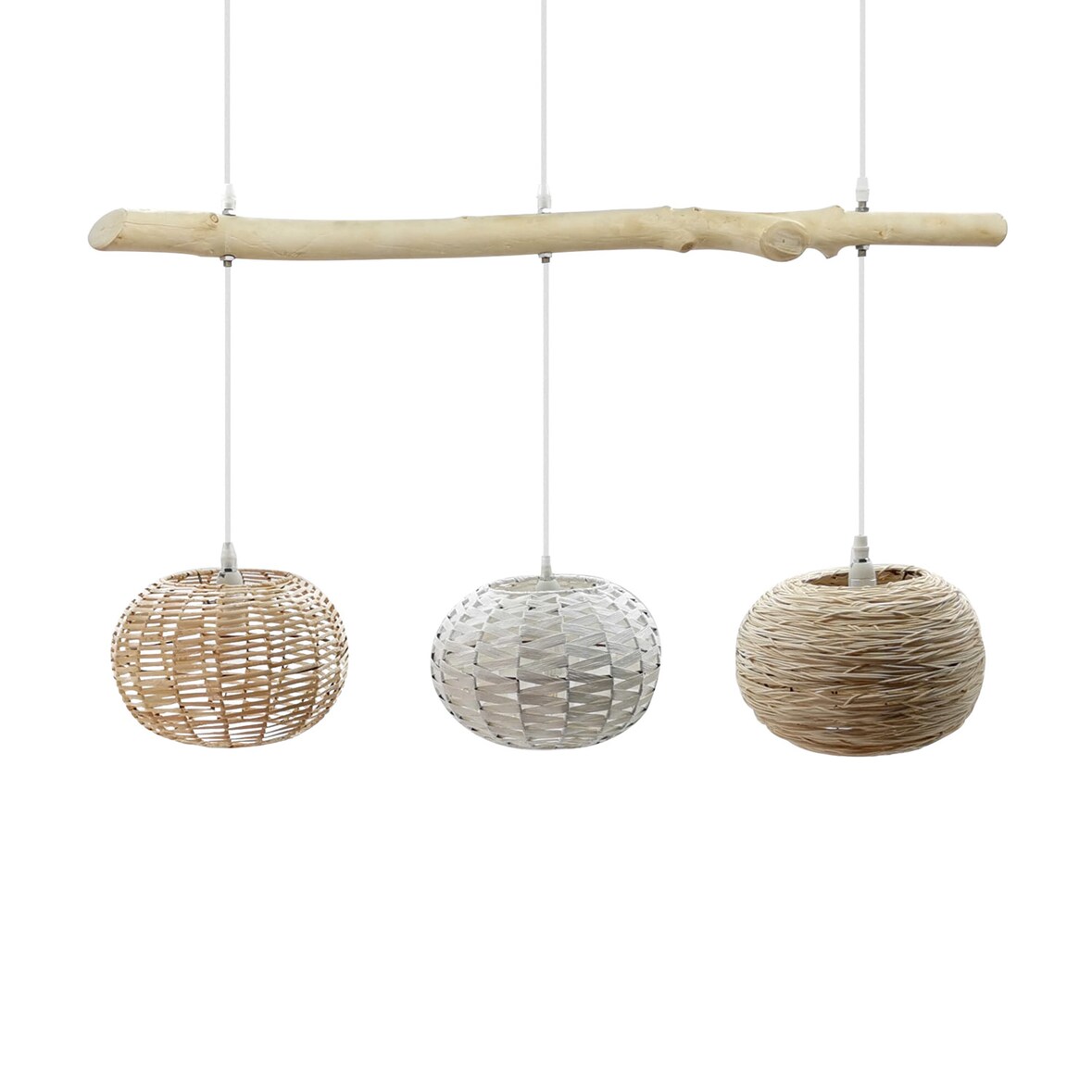 Ledkia Lámpara Colgante Ratán y Madera Linfen Natural