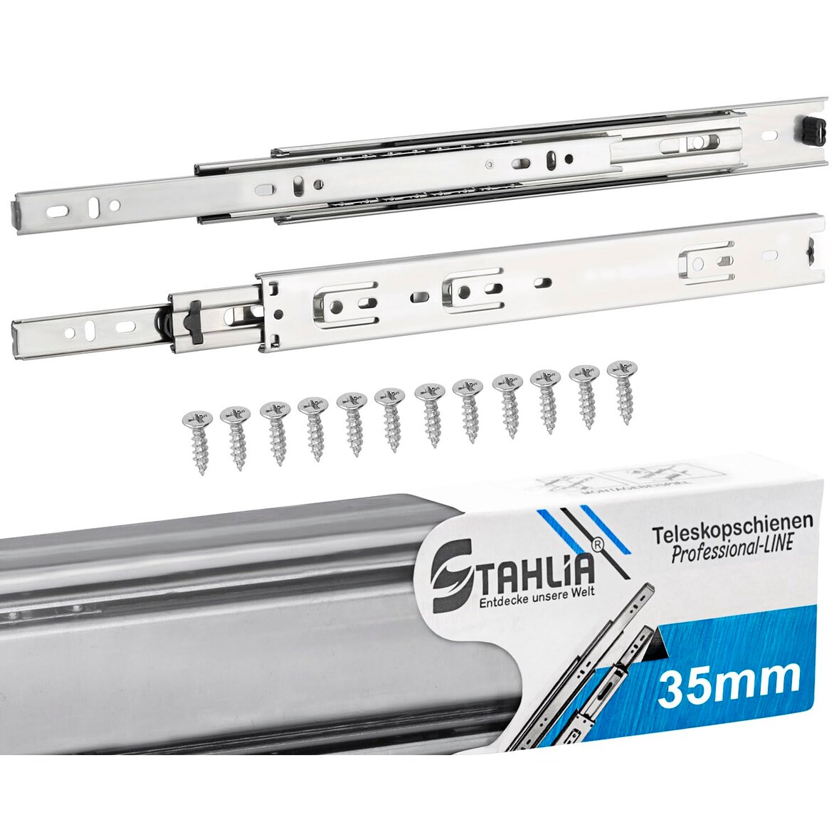 5 Paar Schubladenschienen 35mm - Länge 450mm VOLLAUSZUG Teleskopschublade Schubladenauszug