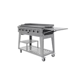 thumbnail of METRO PROFESSIONAL Piastra a gas con 6 bruciatori, acciaio / acciaio inox, 165x62x101cm, tavolino laterale, con copertura protettiva e ruote, argento