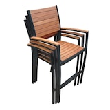 thumbnail of METRO PROFESSIONAL Banco de bar empilhável com apoios de braços cobertos Lynx, alumínio/madeira de eucalipto, preto