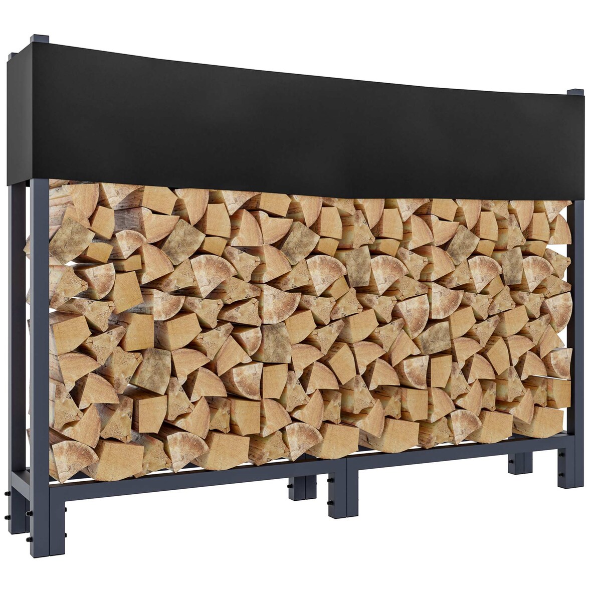 DELUKE® Kaminholzregal aussen mit Abdeckung REOB für Feuerholz Brennholzregal aussen mit Plane Kaminholzständer draussen Kaminholzhalter 25x160x115cm