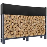 thumbnail of DELUKE® Kaminholzregal aussen mit Abdeckung REOB für Feuerholz Brennholzregal aussen mit Plane Kaminholzständer draussen Kaminholzhalter 25x160x115cm