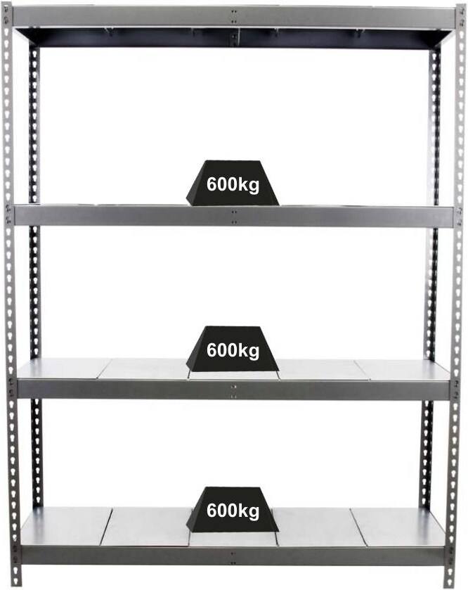 PROREGAL Schwerlastregal METAL BEAST FOUR | HxBxT 200x180x45cm | Fachlast 600kg | Grau | Standregal Metallregal Lagerregal