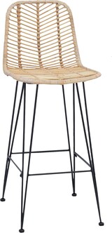 thumbnail of vidaXL Barstuhl 2 pcs Natur 44,5 x 53 x 111 cm Rattan und Eisen