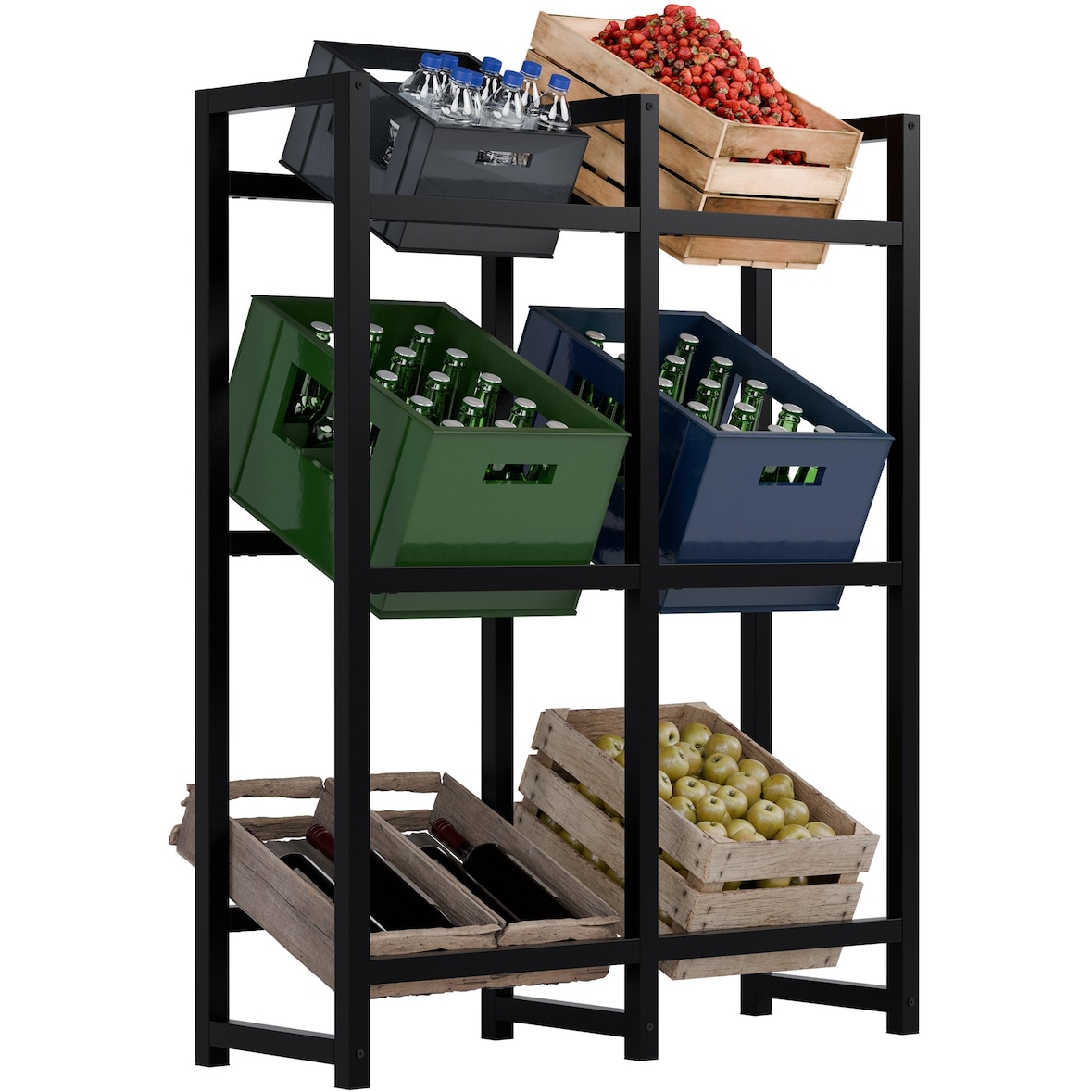 Suporte para caixas de bebidas empilhadas preto/116x91x31 cm