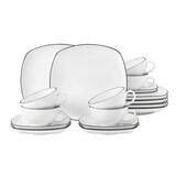 thumbnail of Seltmann Weiden Lido Black Line Teeservice 18tlg. eckig groß