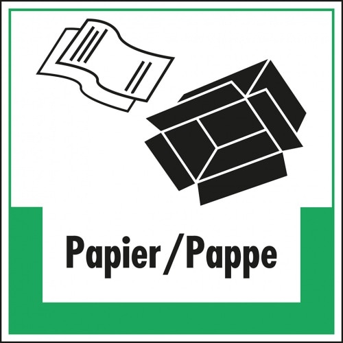 Schild I Abfallkennzeichen Papier/Pappe, mit Symbol und Text, Kunststoff, 400x400mm