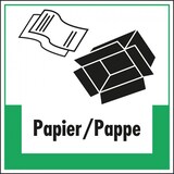 thumbnail of Schild I Abfallkennzeichen Papier/Pappe, mit Symbol und Text, Kunststoff, 400x400mm