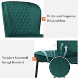 thumbnail of Merax 2er Set Esszimmerstuhl (2 St), Polsterstuhl Design Stuhl mit Rückenlehne, Sitzfläche aus Samt Gestell aus Metall, Dunkelgrün