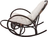 thumbnail of Schaukelstuhl HWC-C40, Schwingsessel Rattansessel, braun ~ Auflage weiß
