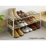 thumbnail of Yamazaki Schuhregal mit 1 Ablage weiß ausziehbar platzsparend schmal Metall Schuhablage für 3-5 Paar Schuhe 40-70x17x25cm "FRAME"