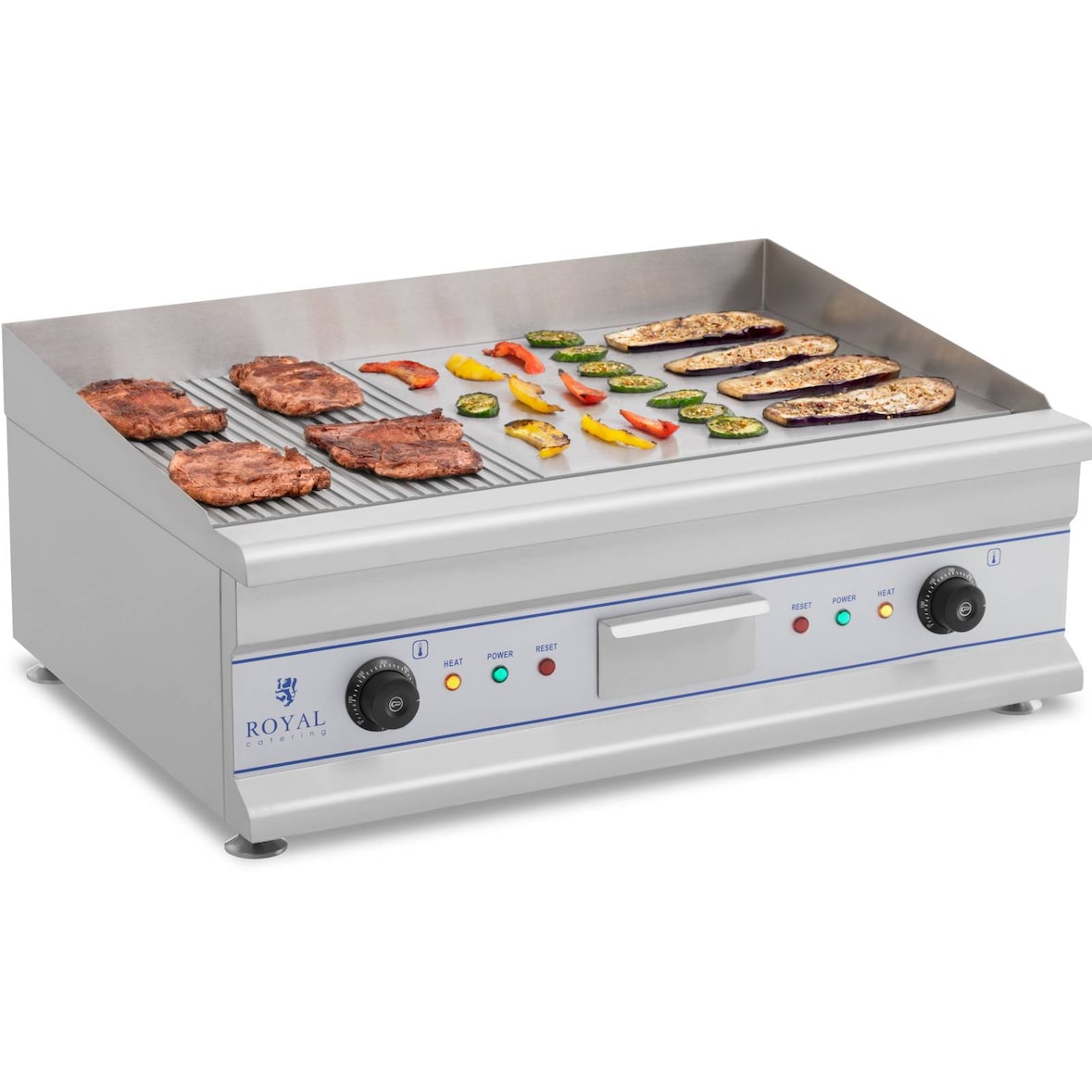 Royal Catering Plancha eléctrica fry-top doble - 75 cm - ondulado - 2 x 3.200 W