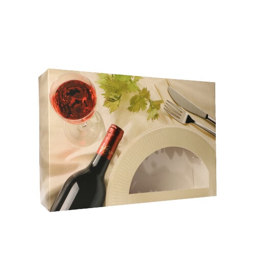 PAPSTAR 5 Transport- und Catering-Kartons 8 cm x 36 cm x 25 cm "Burgund" mit Sichtfenster, einteilig