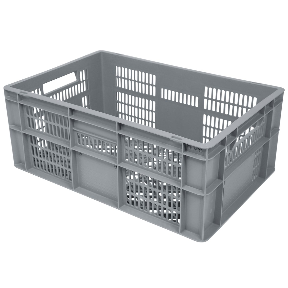 METRO Professional Eurobox, PP, 60 x 40 x 24 cm, 47 L, 20 kg, perforiert, stapelbar, mit Handgriff, hellgrau