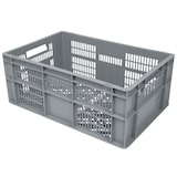 thumbnail of METRO Professional Eurobox, PP, 60 x 40 x 24 cm, 47 L, 20 kg, perforiert, stapelbar, mit Handgriff, hellgrau