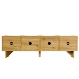 thumbnail of Moderner TV-Schrank 155x36x47 cm mit Wellenmuster Holzoptik 4 Türen Kabelmanagement Stauraum für Mediengeräte