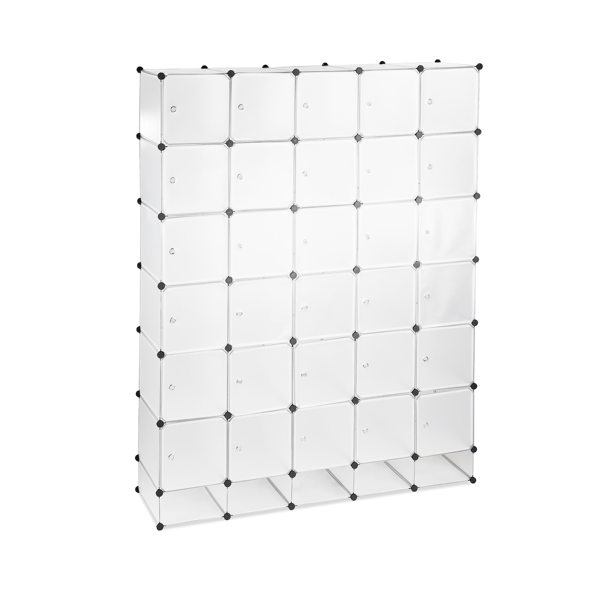 Relaxdays XXL Kleiderschrank Stecksystem, 25 Fächer, 5 Kleiderstangen, Schlafzimmerschrank HxB 234x180 cm, transparent