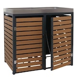 thumbnail of Décoshop26 - Doppelter Abfallbehälter mit integriertem Pflanzgefäß 124 x 134 x 84 cm WPC und Edelstahl mit Teak-Finish 04_0008998