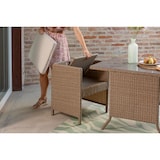 thumbnail of Conjunto de jardín con mesa de vidrio templado y 2 sillas encajables de ratán sintético con cojines desenfundables, diseño compacto – GARDA XL