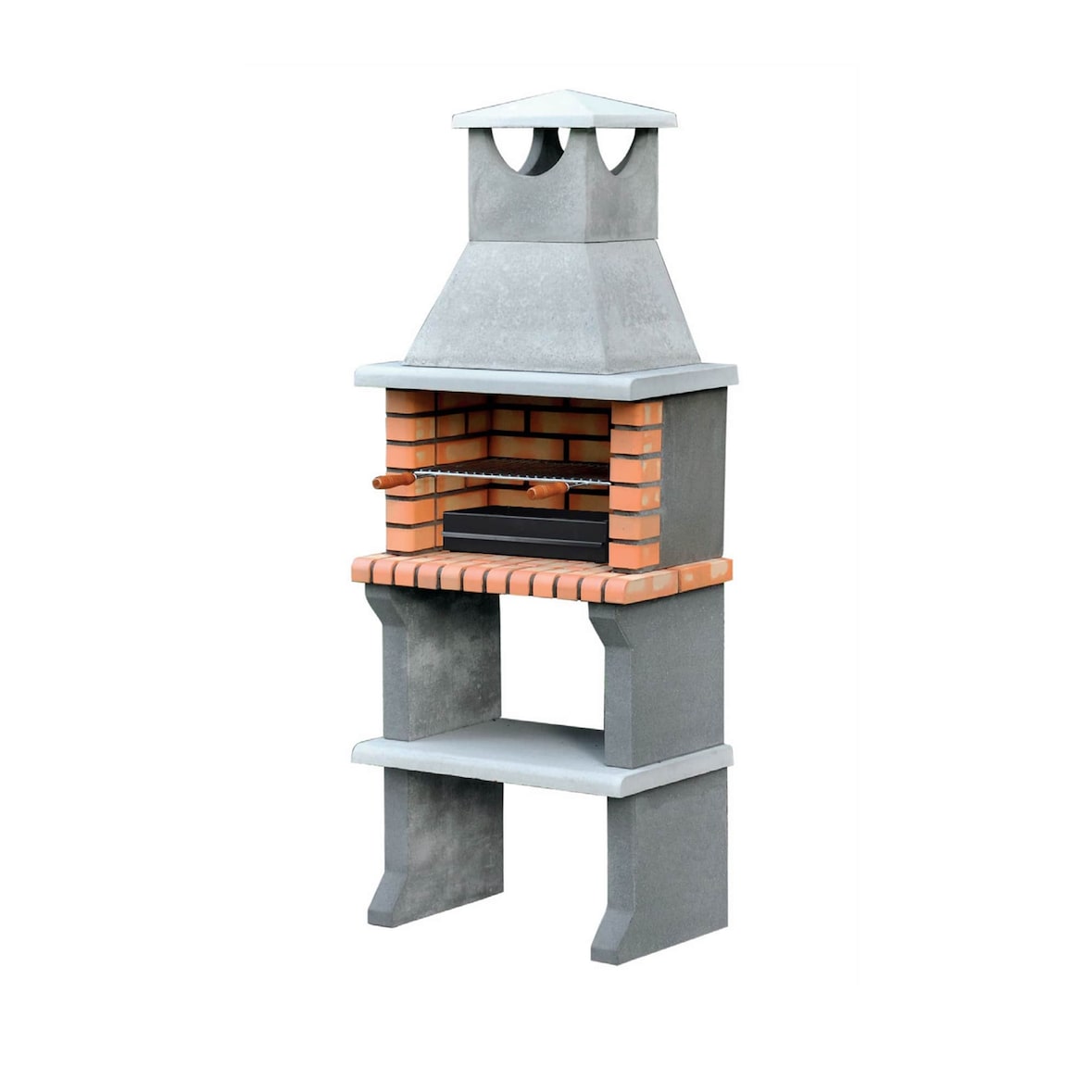 MF - Barbacoa de Obra Prefabricada para Leña y Carbón Modelo Luna XL (Gris, Naranja - 73 x 47 x 190 cm) REF: 3540/1 - Uso en Exteriores