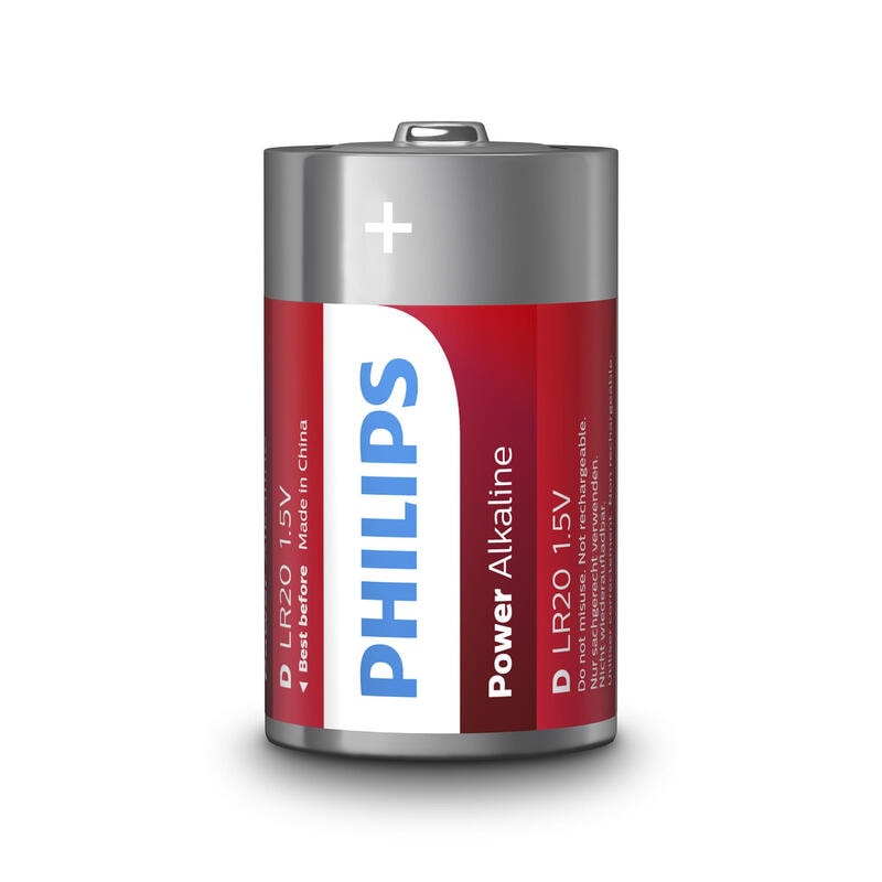 Lot de 2 piles d philips lr20p2b 10 1,5v alcalines