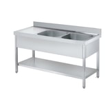 thumbnail of Gasfrit - Fregadero industrial de acero inoxidable 2 senos 1 escurridor 1800 x 600 x 850