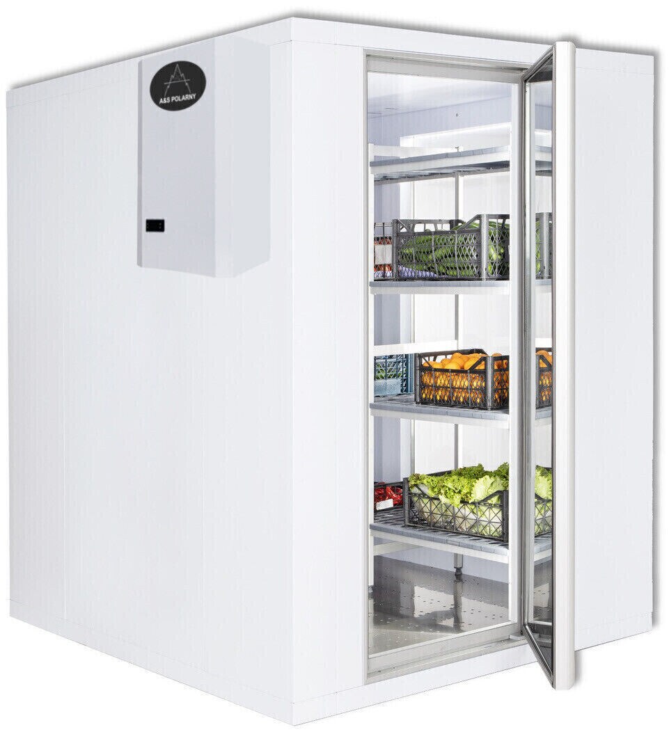 A&S polarny Kühlzelle m. Wandkühlaggregat & Regal begehbares Kühlhaus 5,5m³ 2400x1500x2010mm -2/+5°C mit Aufbau