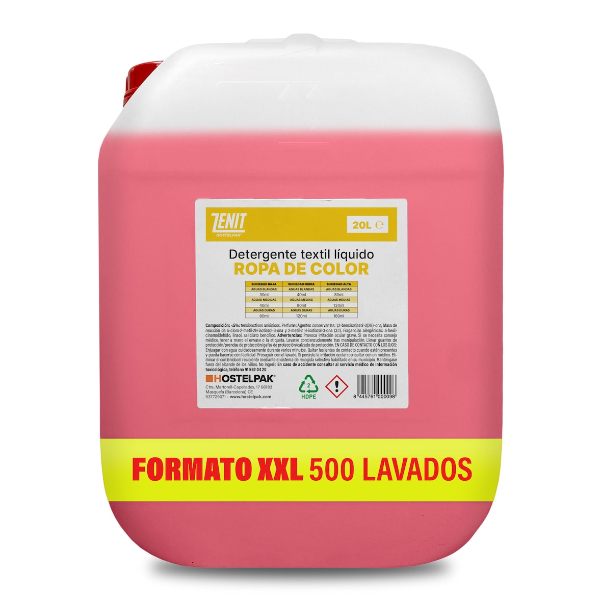 20L - Detergente líquido Ropa de Color - Detergente lavadora líquido - Lavandería profesional