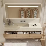 thumbnail of 【YT9865-120BKK】Waschbecken Set LED-Spiegel, Ablageplatte, Schrank Keramik Waschbecken, Spüle ohne Armaturenloch 120*55cm