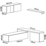 thumbnail of Dmora Parete attrezzata Baker, Set da soggiorno modulare ad angolo, Mobile salotto porta TV multiposizione, 201x41h180 cm, Bianco e Rovere