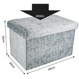 thumbnail of Intirilife Faltbare Sitzbank 49x30x30 cm in Samt Blaugrau - Sitzwürfel Fußhocker mit Stauraum und Deckel mit Samtbezug