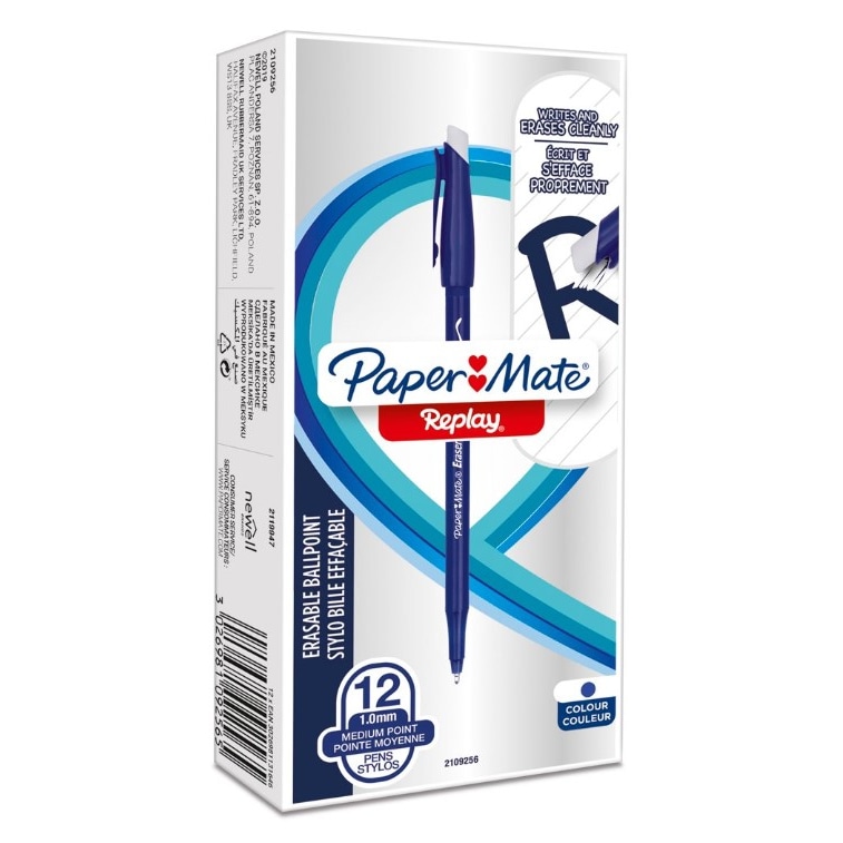 Paper Mate Replay, Clip, Stick-Kugelschreiber, Blau, 12 Stück(e), Medium