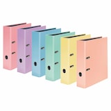 thumbnail of Falken 15062632 PastellColor Ordner DIN A4, Rückenbreite 8cm, schwarzer Innenspiegel, Griffloch - Farben sortiert