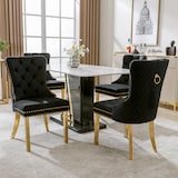 thumbnail of Merax Silla de Comedor Juego de 4 Sillas de Salón 4 Piezas Silla tapizada Patas de Apoyo de Acero Inoxidable Chapado en Oro Terciopelo Negro