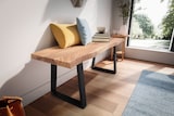 thumbnail of Garderobenbank FineBuy Sitzbank Akazie Massivholz 120 cm Baumkante Flurbank